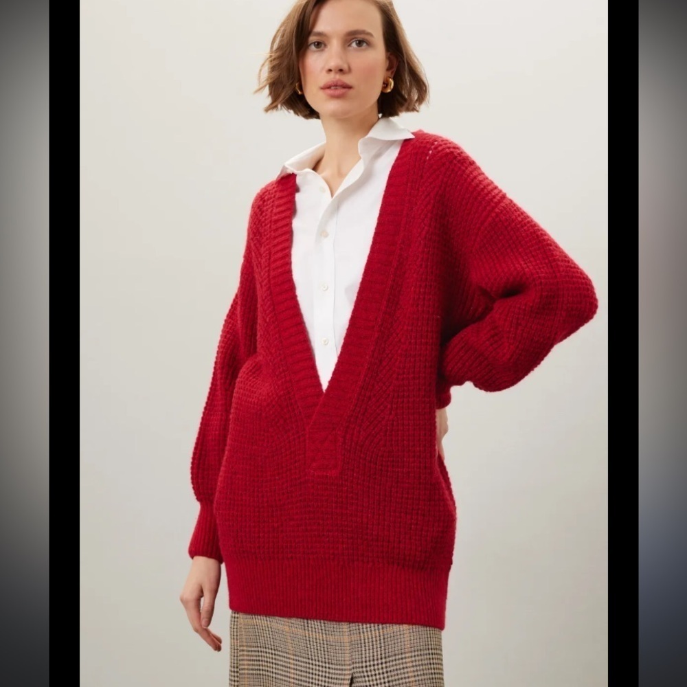 Scotch & Soda Red Deep  V-Neck Sweater